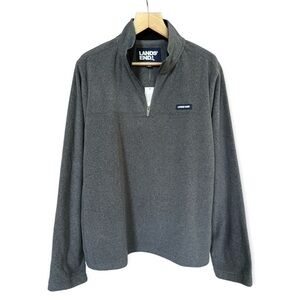 NWT Lands’ End Men’s Oeko-Tex Grey Fleece Quarter Zip Pullover, XL